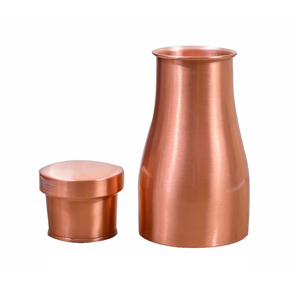 I-Copper BedSide Jar With Glass - Plain  