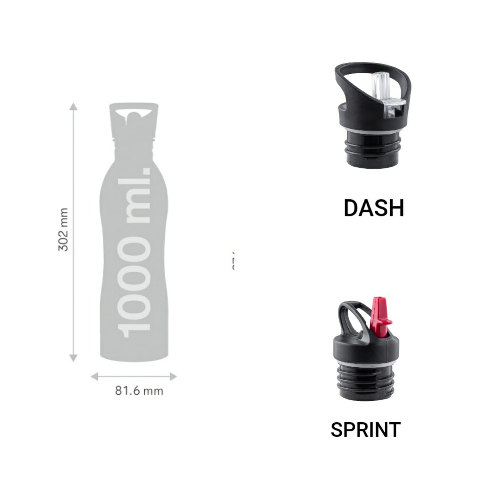 Nanobot Sports Stainless Steel Bottle Dash lid 1000ml - Colour - 1 piece 