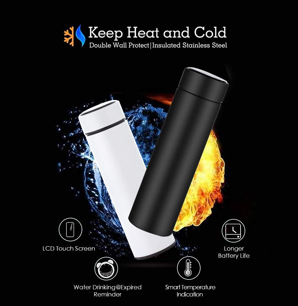Stainless Steel Insulated Double Wall Coffee Mug With - Smart Led Temperature  Display - 500 ML