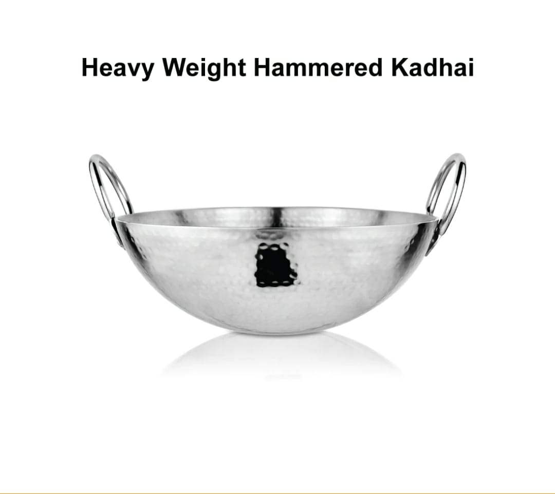 Shri & Sam Stainless Steel Heavy Weight Hammered Kadhai 20cm 