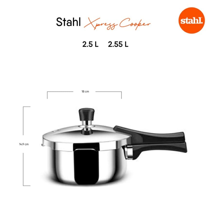 Stahl Xpress Cooker BABY (Standard), Tri-Ply Pressure Cooker 2.5L - 9242