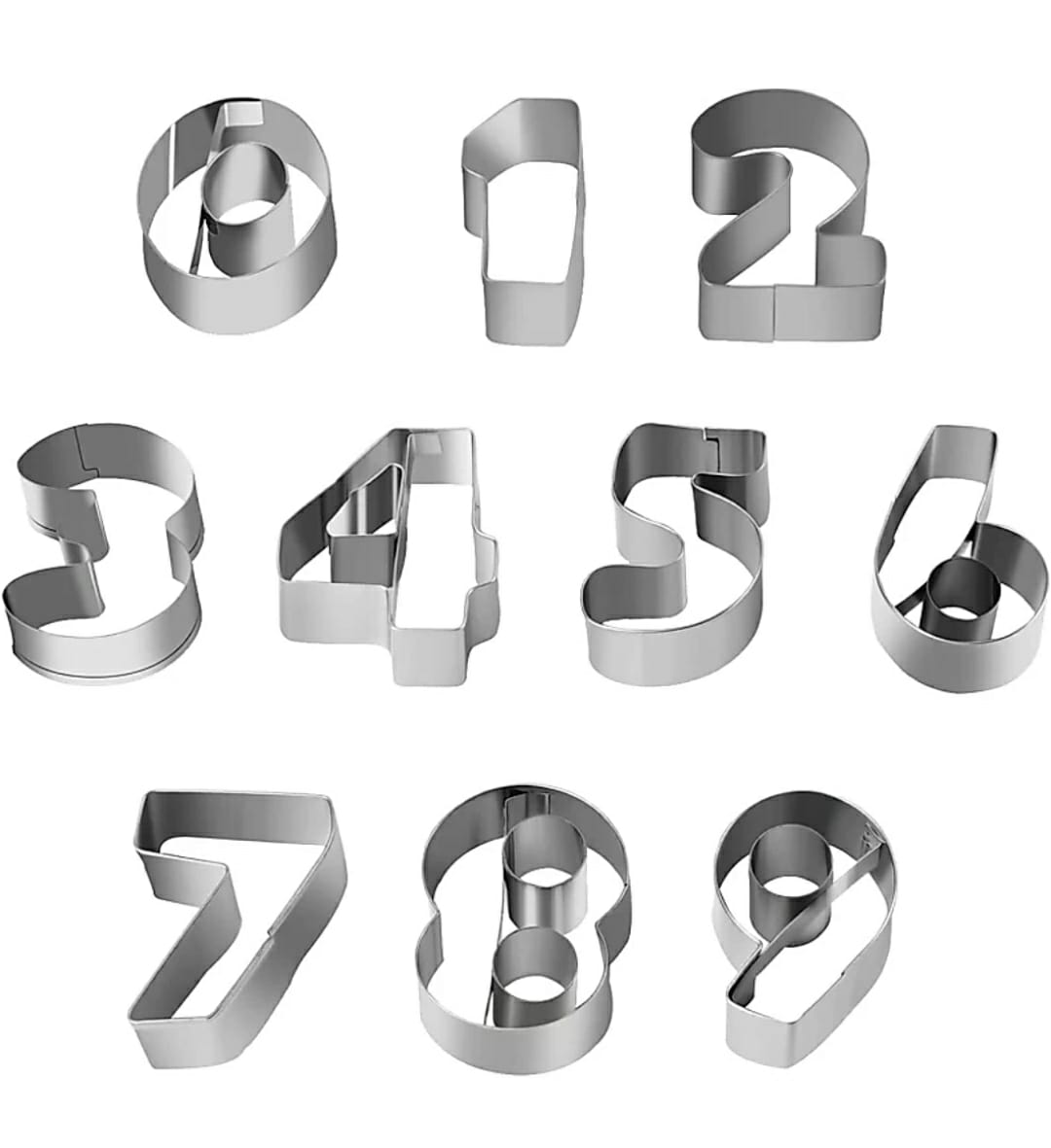 Kpa Remi Stainless Steel Number Cookie Cutters 0-9, - 10piece Pack 