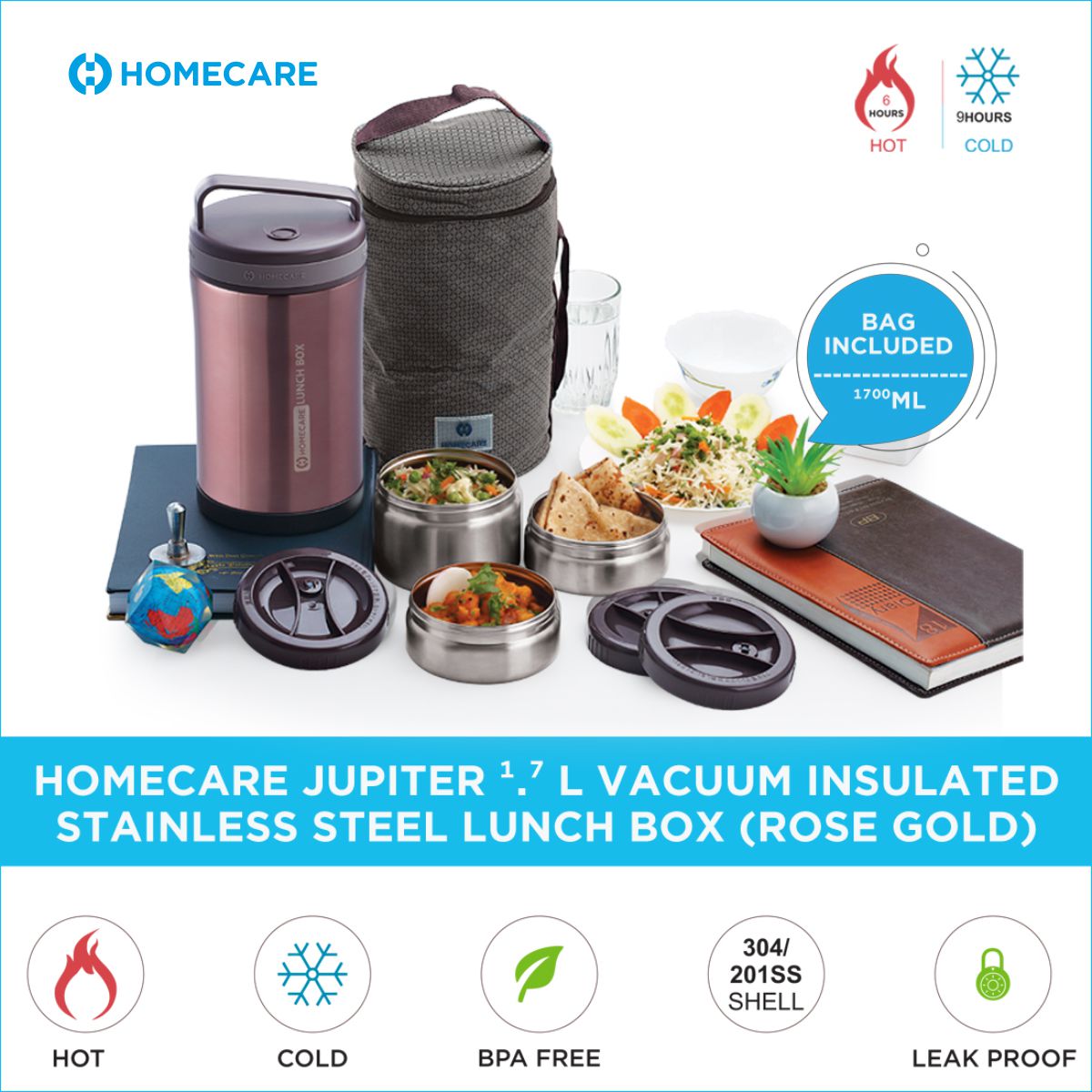 Homecare Jupiter Lunch Box 3container  Lunch carrier 1.7L LB-01