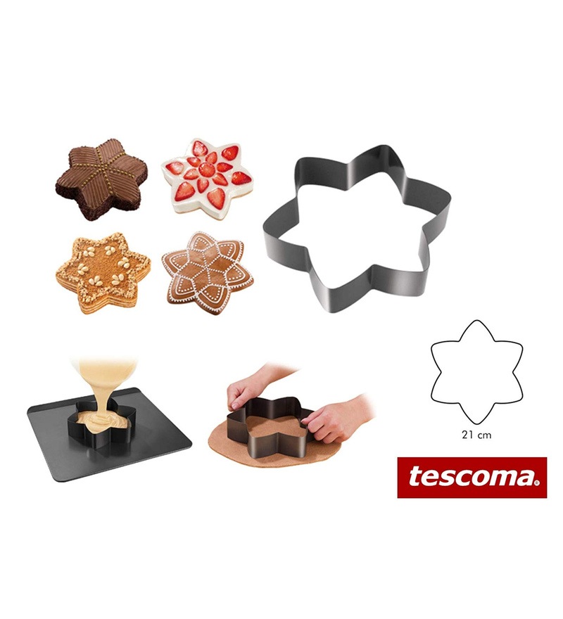 Tescoma Microwave Safe Aluminium Baking Mould cum Cookie Cutter Christmas Star Delicia 21cm