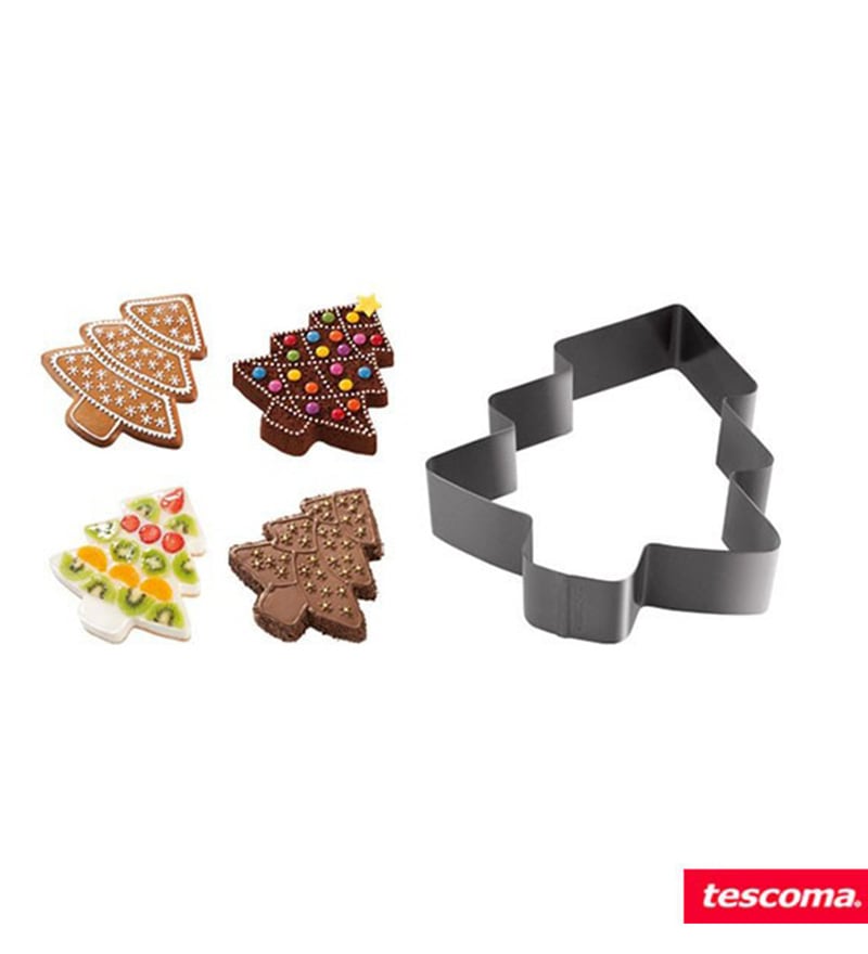 Tescoma Microwave Safe Aluminium Baking Mould Cum Cookie Cutter Christmas Tree Delicia 21cm