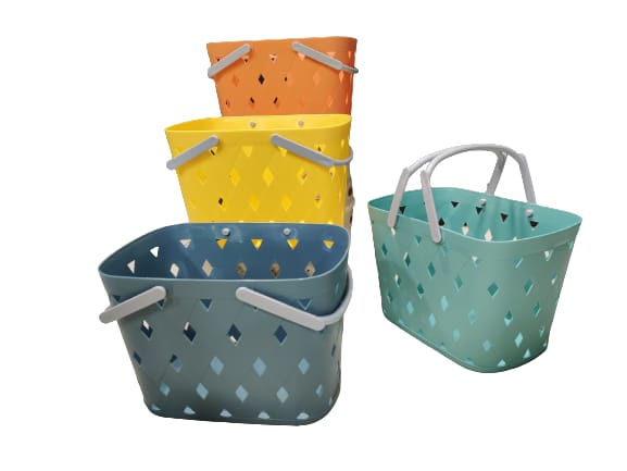 Sama Ksr Rib Design Plastic Basket with Handle Small 1piece  Wf-2490